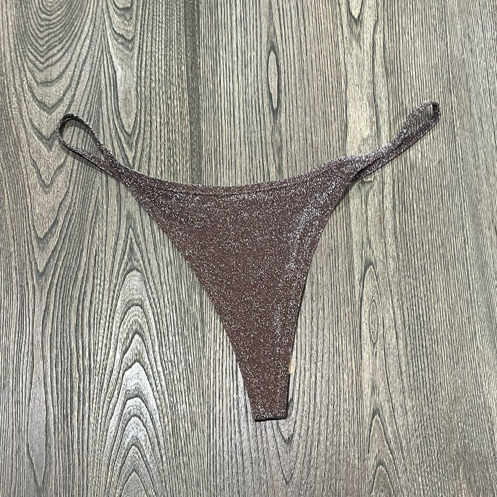 NWT Skims Track Glitter Swim String Thong Swimwear Bikini Sparkly Cocoa Size 4X